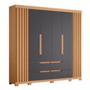 Ver imagem 4 de Guarda Roupa Casal Doble 06 Portas e Cômoda Sole 04 Gavetas Flex Freijo Titanium - Móveis Albatroz