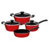 Jogo de Panelas Tramontina Sicília em Alumínio com Revestimento Interno Cerâmico Vermelho 04 Peças - 1