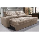 Ver imagem 2 de Sofá Retrátil e Reclinável 2.55m Molas Ensacadas Cama inBox Spazus com Bordado 3D Velusoft Bege