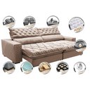 Ver imagem 4 de Sofá Retrátil e Reclinável 2.55m Molas Ensacadas Cama inBox Spazus com Bordado 3D Velusoft Bege