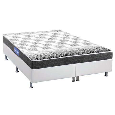 Cama Box Queen: Colchão Espuma Probel Guarda Costas Resistente + Base CRC Courano White(158x198)
