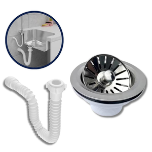 Kit Válvula Americana Inox 4.1/2 + Sifão Extensivo Universal Branco