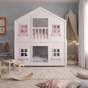 Ver imagem 6 de Beliche Montessoriano Casinha Dos Sonhos Madeira Maciça Branco Rosa Megamobília