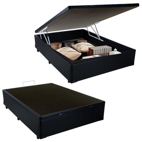Cama Box Baú Viúva Sintético Preto Emth 128x188x40