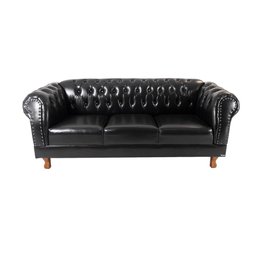 Sofá Chesterfield Merlô Imperial Com 3 Lugares - Preto - 1
