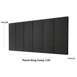 Cabeceira Painel Estofada Cama King 1,95 - Preto - 3 Cabeceira Painel Estofada Cama King 1,95 - Preto - 3
