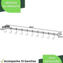 Ver imagem 6 de Suporte Porta Utensílios Cozinha 15 Ganchos 80cm Cromado Fs