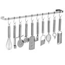 Ver imagem 2 de Suporte Porta Utensílios Cozinha 15 Ganchos 80cm Cromado Fs