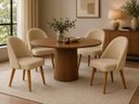 Ver imagem 1 de Kit 4 Cadeiras Lua Estofada Moderna Sala de Jantar Suede Bege