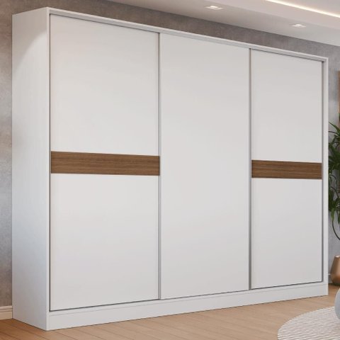 Guarda-Roupa Casal 100% MDF 3 Portas Branco Malta Madesa