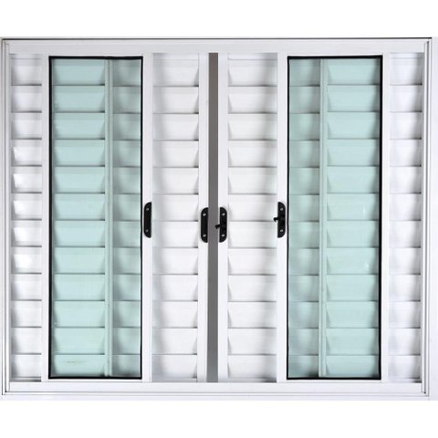 Janela de Aluminio Veneziana 6 Folhas com Grade Linha Leve:1,00 X 1,00/branco