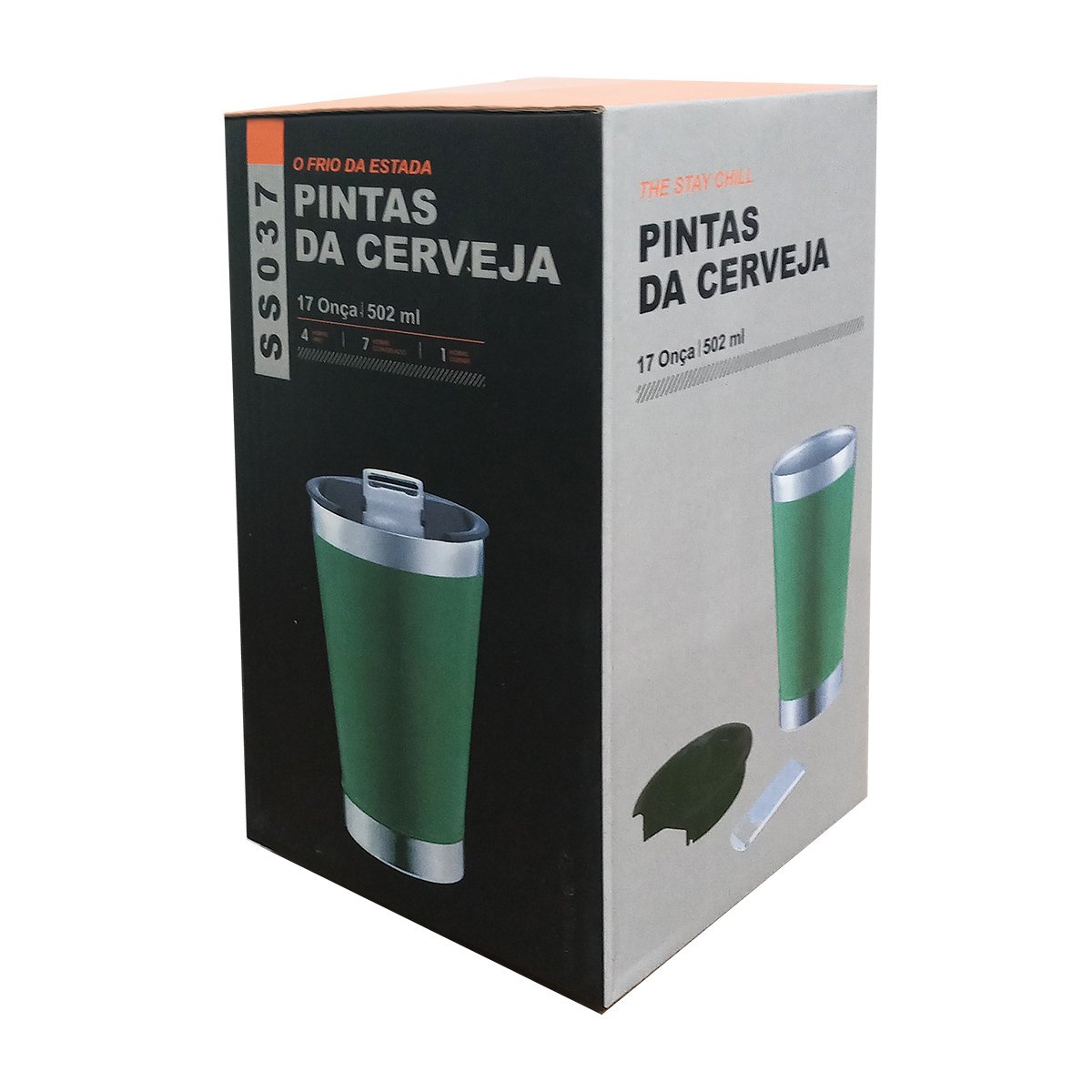 Copo Térmico 500ml Tampa Abridor de Cerveja Aço Inox Premium - Azul Metalizado - 7