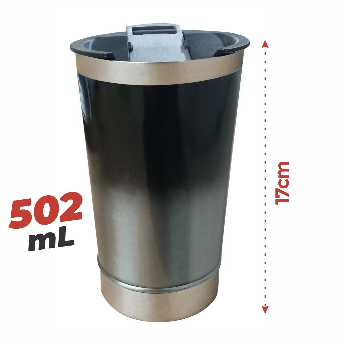 Copo Térmico 500ml Tampa Abridor de Cerveja Aço Inox Premium - Azul Metalizado - 2