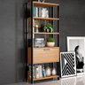 Estante para Livros Home Office 100% Mdf 1 Porta Freijó/preto - Panorama Móveis - 1