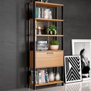Ver imagem 1 de Estante para Livros Home Office 100% Mdf 1 Porta Freijó/preto - Panorama Móveis