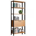 Ver imagem 2 de Estante para Livros Home Office 100% Mdf 1 Porta Freijó/preto - Panorama Móveis