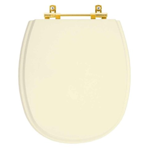 Tampa de Vaso Poliéster Aspen Creme para Bacia Deca com Ferragem Dourada