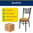 Ver imagem 7 de Conjunto 2 Cadeiras de Cozinha Redonda com Reforço Preta Assento Grosso Caramelo