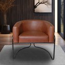 Ver imagem 1 de Poltrona Sofia Luxo Moderna com Base Aço Preto para Sala Corino Marrom Bz Home Decor