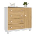 Ver imagem 2 de Cômoda Infantil 95cm 1 Porta e 4 Gavetas Dengo Multimóveis Mp4439 Branco/madeirado