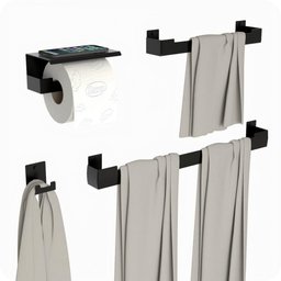 Kit Acessórios Para Banheiro Preto Fosco 4 Peças ELG - 8