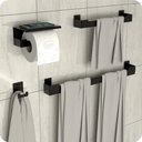 Ver imagem 1 de Kit Acessórios Para Banheiro Preto Fosco 4 Peças ELG