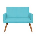 Ver imagem 2 de Namoradeira Nina Suede Azul Turquesa Pés Palito Castanho - Pallazio