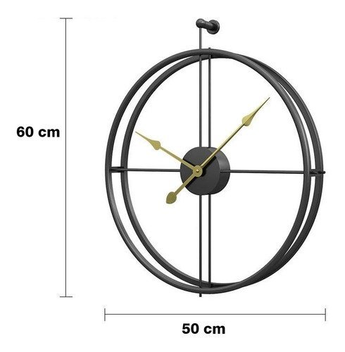 Relógio De Parede 3d Preto Metal Design Europeu 50cm - 7