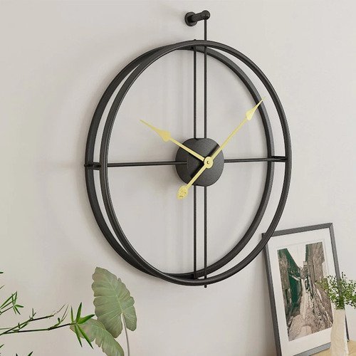 Relógio De Parede 3d Preto Metal Design Europeu 50cm - 3
