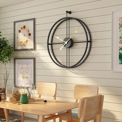 Relógio De Parede 3d Preto Metal Design Europeu 50cm - 5