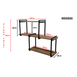 Nicho Suspenso 120x30 Vintage Duplo/amadeirado Claro 05 - 2