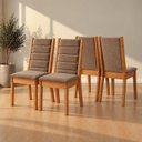 Ver imagem 1 de Kit 4 Cadeiras Estofadas para Mesa de Jantar Evelin