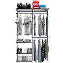 Ver imagem 1 de Closet Aberto Aramado Preto Parede Cabideiro Araras Prateleira Modular Regulável Home Metal