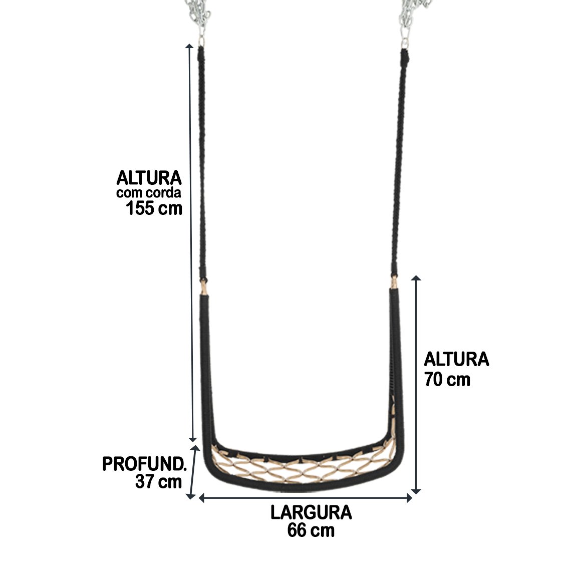 1 Balanço Suspenso em Alumínio cor Bronze e Corda Náutica para Área Externa Trama Original.. - 4