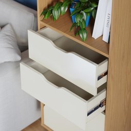 Estante de Livro Lisboa M-105 com 1 Porta 2 Gavetas M-105 Freijo Off White Colibri Moveis - 3