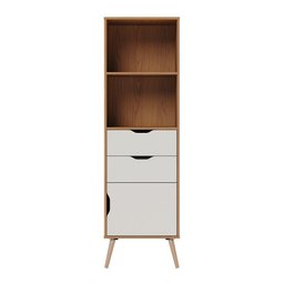 Estante de Livro Lisboa M-105 com 1 Porta 2 Gavetas M-105 Freijo Off White Colibri Moveis - 4