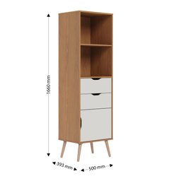 Estante de Livro Lisboa M-105 com 1 Porta 2 Gavetas M-105 Freijo Off White Colibri Moveis - 6
