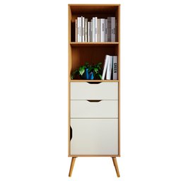 Estante de Livro Lisboa M-105 com 1 Porta 2 Gavetas M-105 Freijo Off White Colibri Moveis - 2