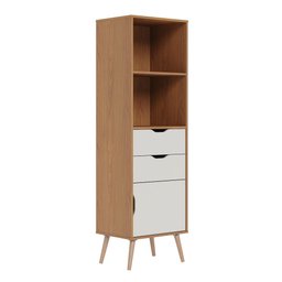 Estante de Livro Lisboa M-105 com 1 Porta 2 Gavetas M-105 Freijo Off White Colibri Moveis - 5