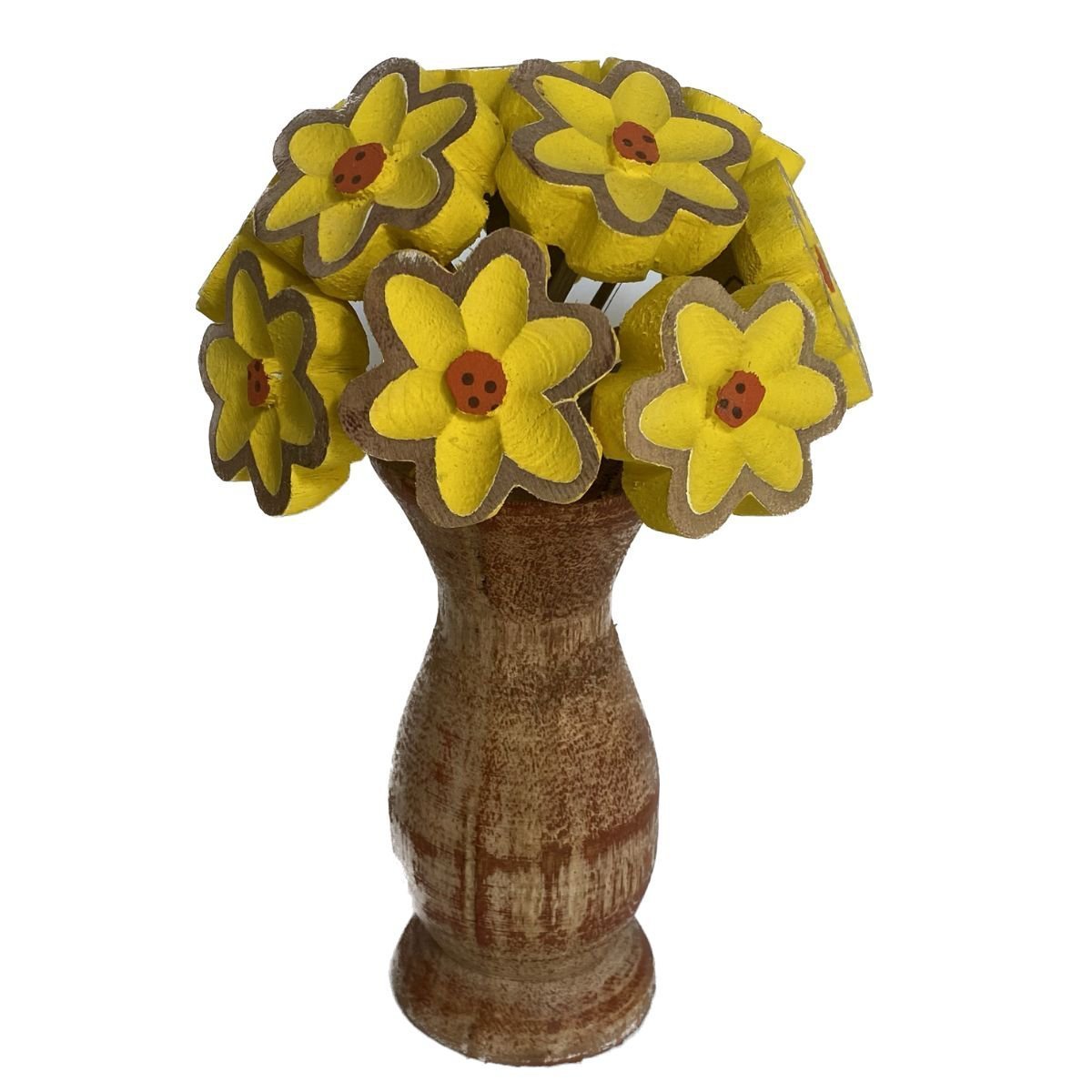 Vaso Buquê de Flores de Madeira:Amarelo - 1