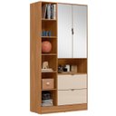 Ver imagem 1 de Guarda Roupa Solteiro 90cm 2 Portas Espelho Doli Amêndoa/off D02 - Mpozenato