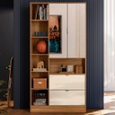 Ver imagem 4 de Guarda Roupa Solteiro 90cm 2 Portas Espelho Doli Amêndoa/off D02 - Mpozenato
