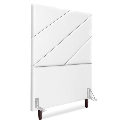 Cabeceira Solteiro 90 Cm com Frame Cristal Corino Branco Artte