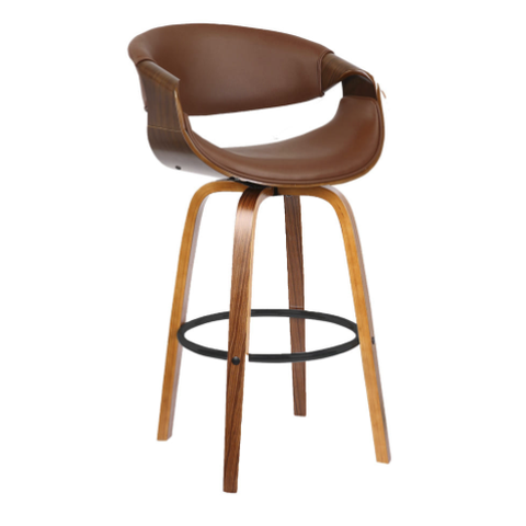 Banqueta Nicole Base Madeira Giratória Pu Várias Cores ou Linho Creme - Rivatti