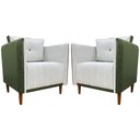 Ver imagem 1 de Kit 2 Poltronas Decorativa para Sala Recepção Consultório Aviv Luxo Corino e Linho