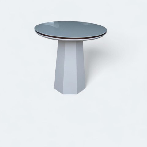 Mesa de Jantar Cone Base Oitavada Off com Tampo Duplo 90cm Off/mel/off Redondo **somente a Mesa**