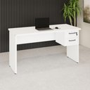 Ver imagem 1 de Mesa Escrivaninha Retangular 135cm x 60cm Tampo 30mm com Gaveteiro 2 Gavetas F5 Office Cor:Branco