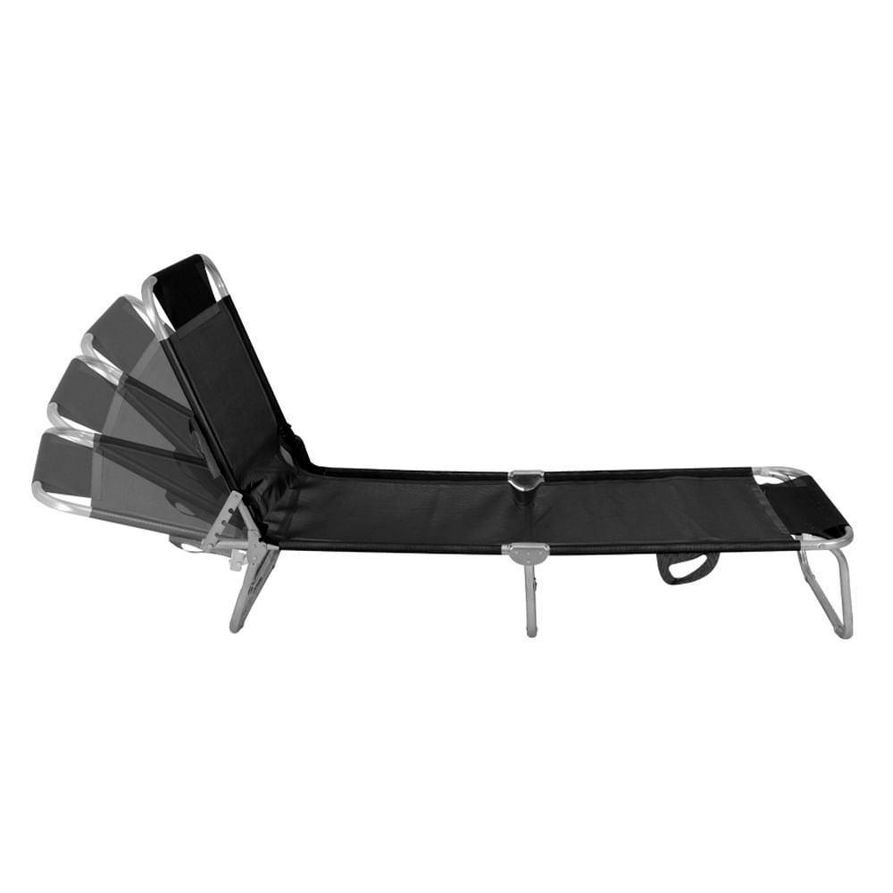 Cadeira Espreguiçadeira em Alumínio e Textilene Preta Bel - 2