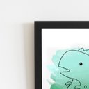 Ver imagem 2 de Dinossauro Verde Infantil Quadro Moldura Preta 60x40cm