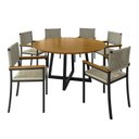 Ver imagem 2 de Conjunto Sala de Jantar Mesa Redonda 6 Cadeiras com Braço MDF Coliseu Bege Rami/Pérola